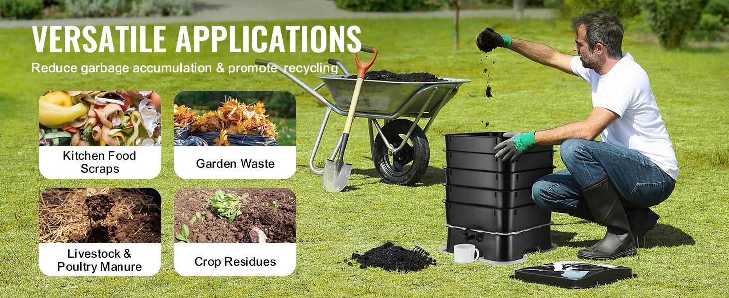 VEVOR 5-Tray Worm Composter, TikTokShopBlackFriday, 50 L Worm Compost Bin Outdoor and Indoor, Sustainable Design Worm Farm Kit, for Recycling Food Waste, Worm Castings, Worm Tea, Vermiculture and Vermicomposting