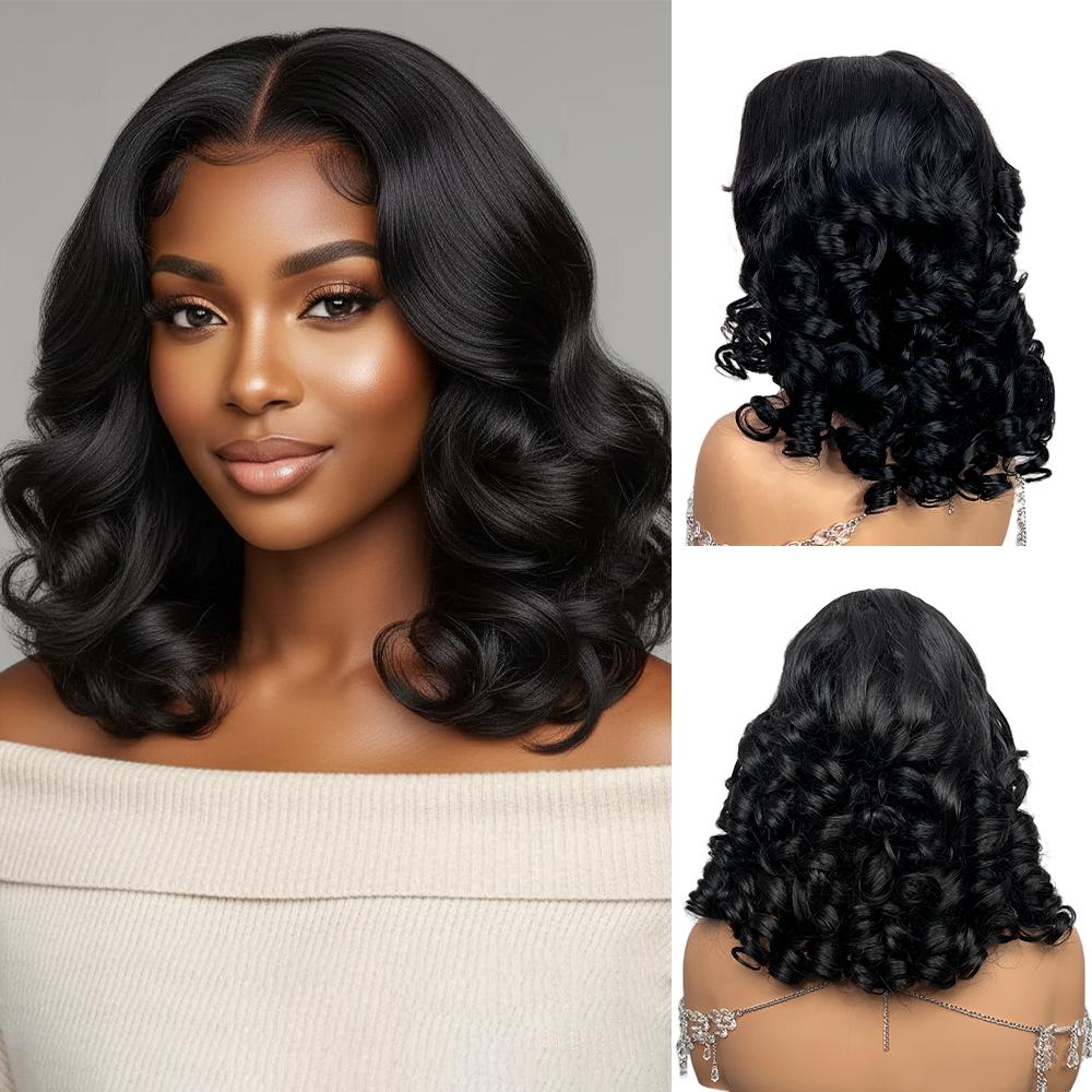 [Free Upgraded 7x6 Lace] Menglle Hair Blow Out 250% Density Bouncy Wave 7x6 Pre Cut Lace Front Wig Spiral Curl Gluess Human Hair Wigs With Middle Part 90s Style#springfresh#TikTokShopJumpstartSale