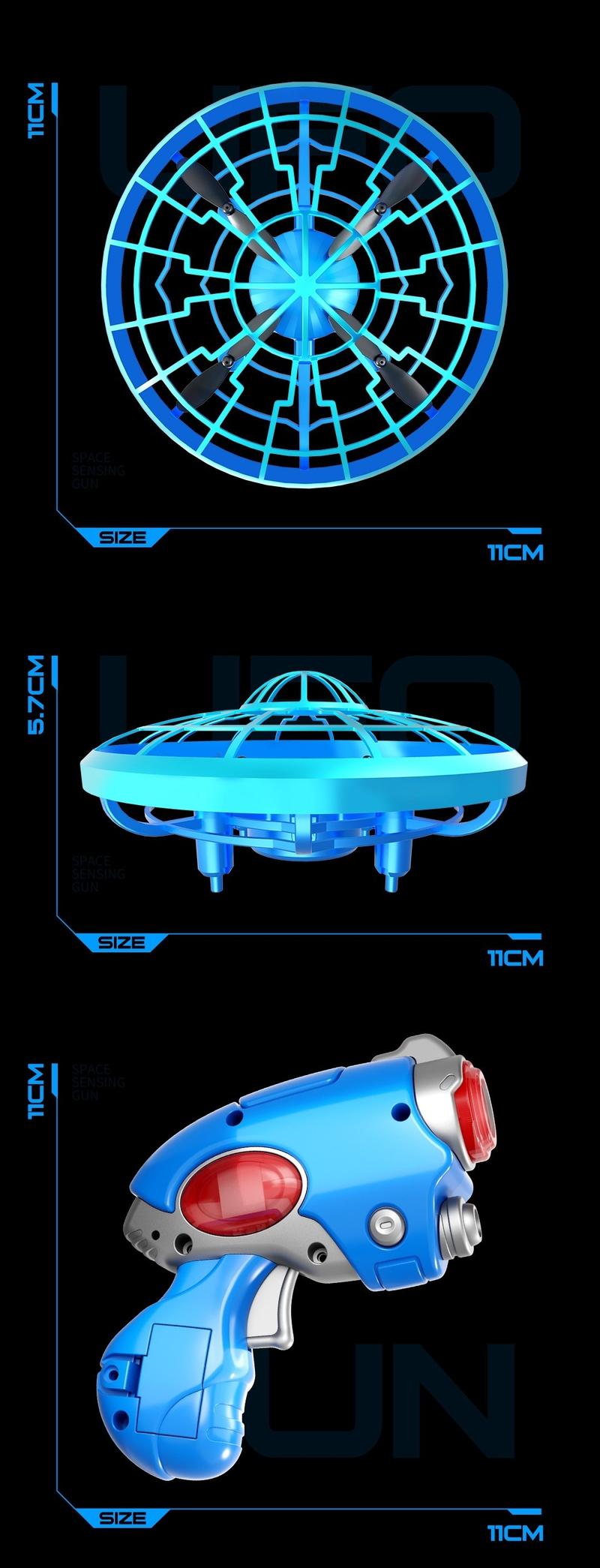 RC Shooting Sensor Flying Disc Drone Toy – Smart Hover Quad-Copter with Obstacle Avoidance, LED Light-Up Stunt Drone, Interactive Electronic Shooting Game Flying Toy for Kids & Adults, Indoor Mini Drone Gift