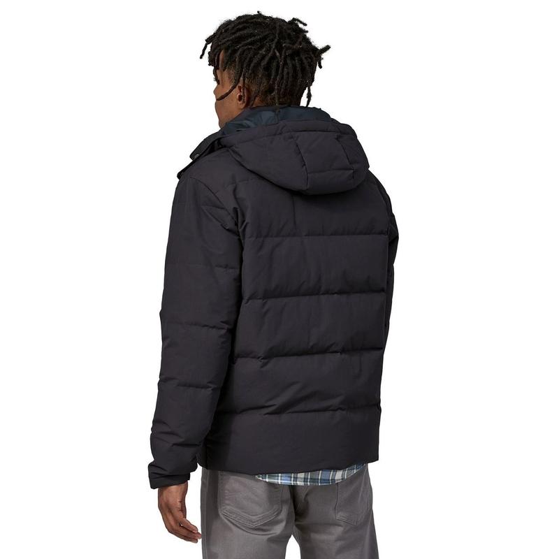Patagonia Downdrift Jacket Men's - Black Hooded Puffer Coat with Adjustable Drawstring for Ultimate Warmth and Style NetPlus Recycled Nylon DWR Finish