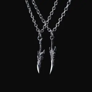 Kamish's Wrath Long /Short Dagger Necklace Pendant - Stainless Steel Pendant Inspired by "Solo Leveling" Design, 54 cm Length, 21 Inch Chain, Unisex, Sharp and Fierce Feature