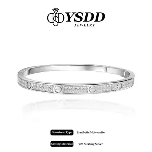 【#677 LIMITED】CC Bangle Full Moissanite 4mm 17g  5.75-7.75“ Wrist vvs Synthetic Moissanite Bracelet in 925 Sterling Silver