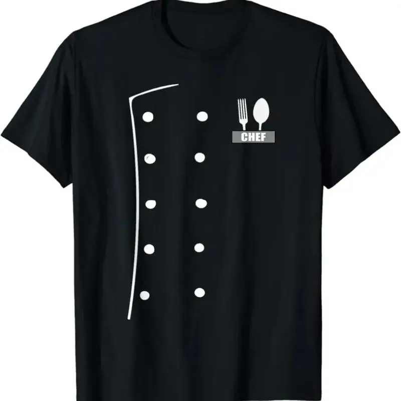 Chef Costume Coat Uniform Funny Cook Jacket for Cooking Cotton T-Shirt Menswear Clothes