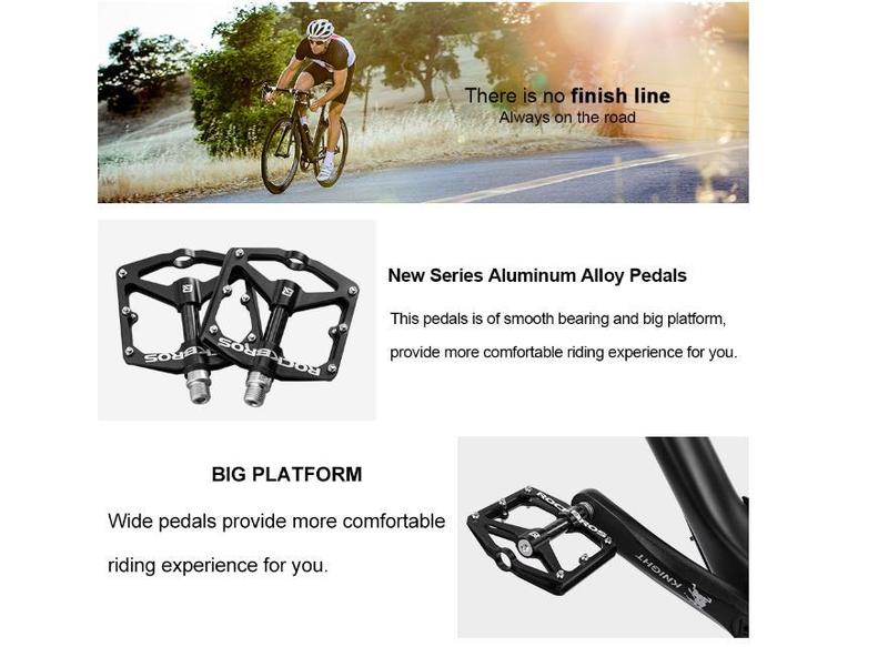 ROCKBROS Mountain MTB Bike Flat 9/16 Lightweight Carbon Fiber Sealed Bearing Pedals