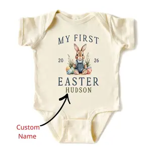 (100% Cotton) My First Easter Baby Onesie Cute Baby Bodysuits Customizable, Handmade, Baby Shower Gift, New Baby Gift