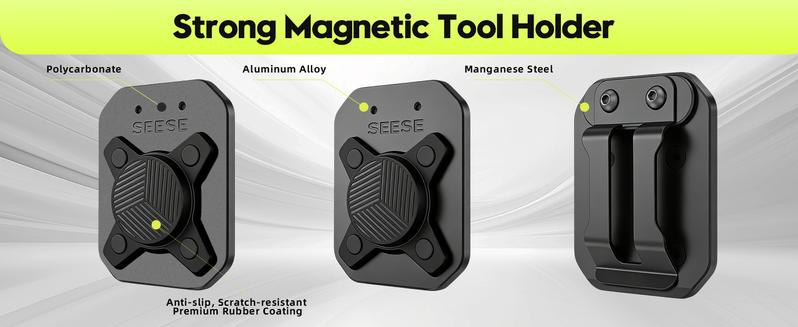 SEESE Magnetic Tool Holder - Versatile Belt Clip with Strong Magnet for Organizing Screws, Nails, Hammers, Wrenches, Pliers, Drill Bits & More,DIY Enthusiast,Lightweight,Home Improve,Homeowner