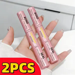 2PCS 2-in-1 Waterproof Eyelash Glue with Sealer, Long Lasting False Eyelash Adhesive Invisible Clear Finish for All Day Wear