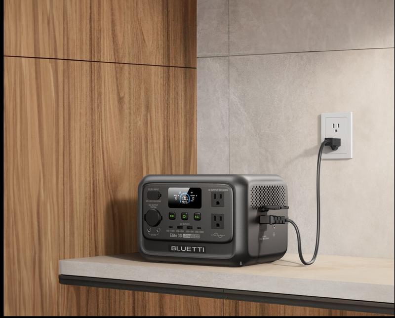 BLUETTI Elite 30 V2 Portable Solar Generator 288Wh Battery 600W AC Output 9 Ports for Camping & Backup Power Station