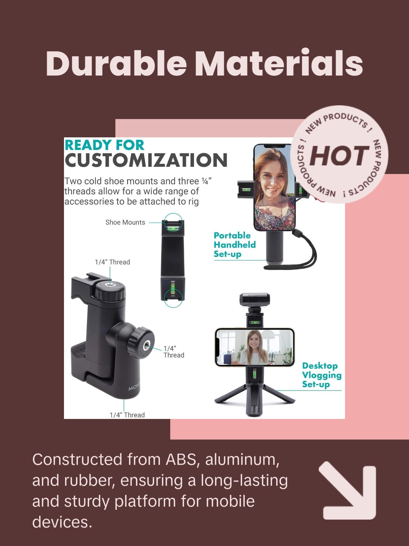 Movo | P-3 | Rotating Smartphone Tripod Mount Accessories Mobile