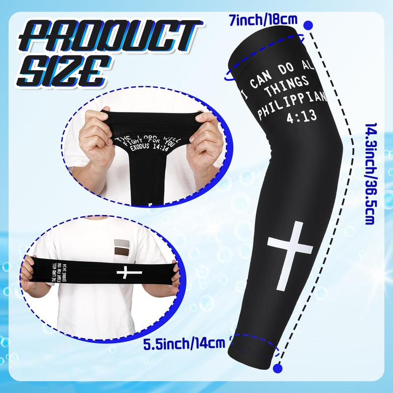 6 Pairs Easter Faith Cross Arm Sleeve Christian Cooling Arm Sleeves  Bible Verses Arm Sleeves for Men Women Football Basketball Baseball Running Cycling Summer Outdoor Activities Protection Arms Easte Basket Stuffer