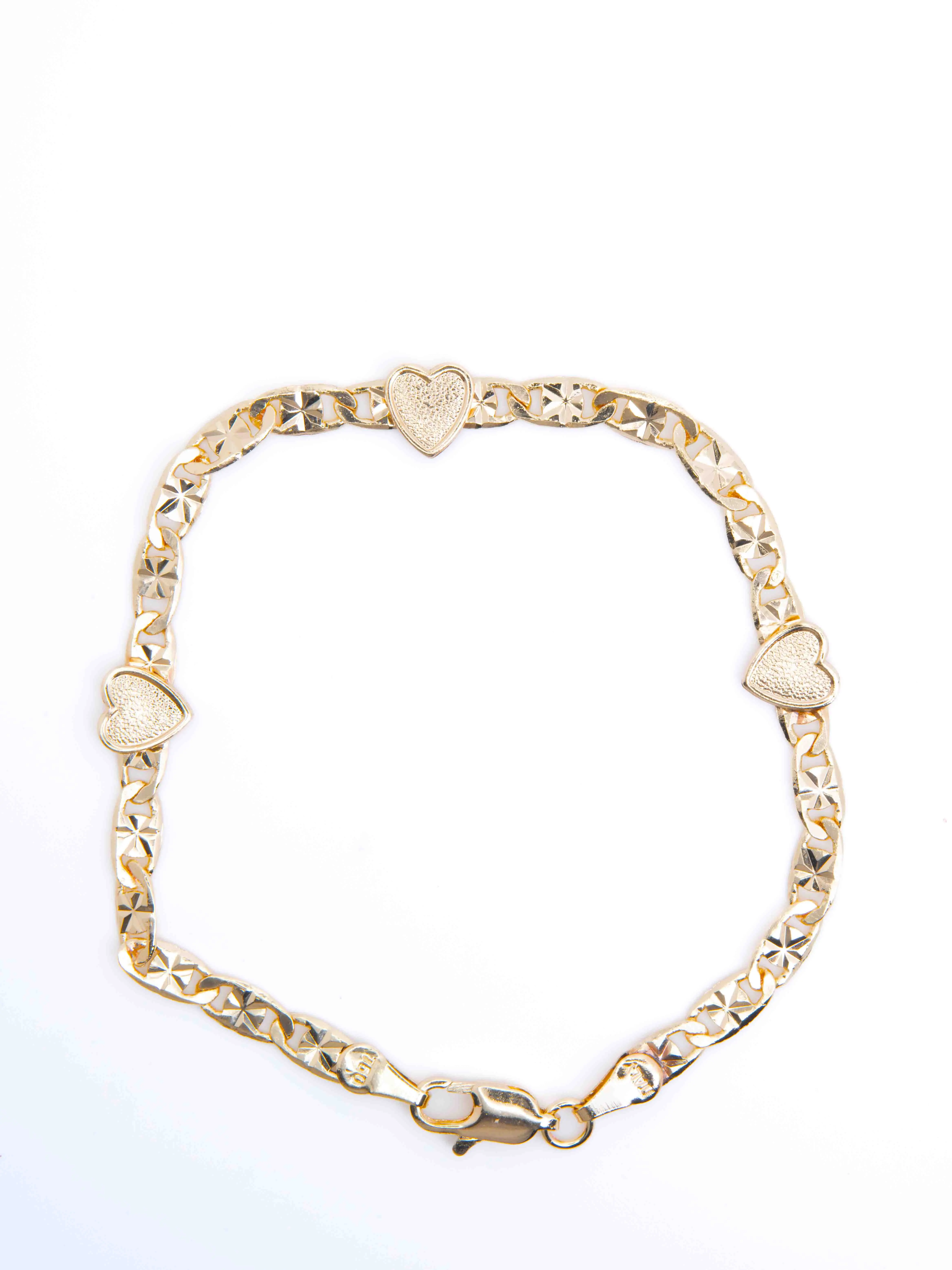 Women's Elegant Gold-Plated Heart Shape Bracelet - 7.5 inches Costume Jewelry, Casual Wear Daily Accessory, Gold Aesthetic Female Bracelet, Choking Hazard Small Parts