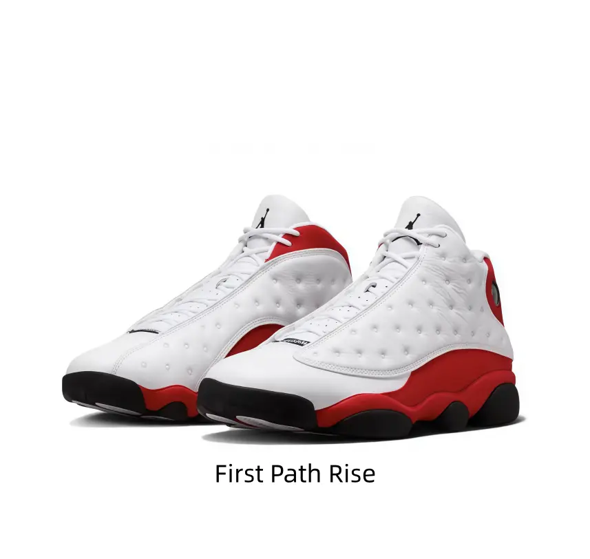 Men's Textured High Top Sneakers - White Red Basketball Style Shoes Premium Dimpled Leather Look Streetwear