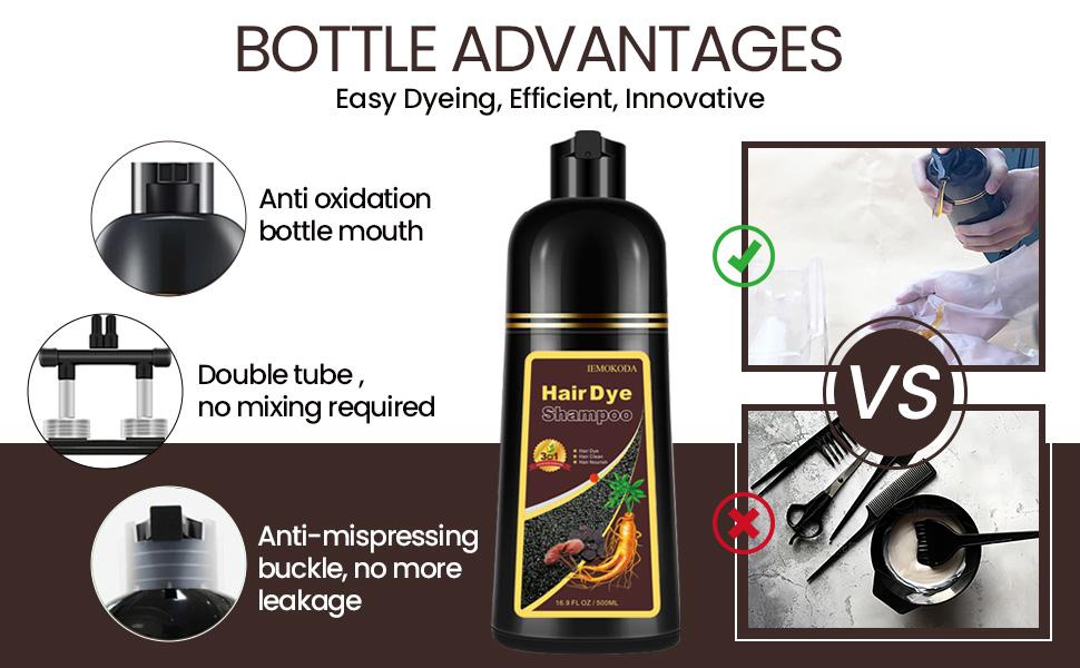 Natural 3-in-1 Coffee Hair Dye Shampoo, Instant Herbal Hair Color Shampoo for Gray Hair Coverage, Natural Plant Extracts, Long-Lasting in 10-15 Mins, Paraben-Free & Moisturizing Haircare for Men & Women, 16.9 Fl Oz / 500ml