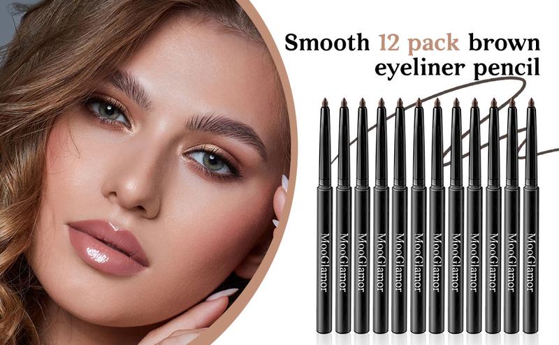 12pcs Smooth Eyeliner Pencil Set Waterproof Long Lasting Makeup Super Smudge Proof Freckle Pens Significantly Colored Not Easy To Fade Quick Drying Formula Cosmetic