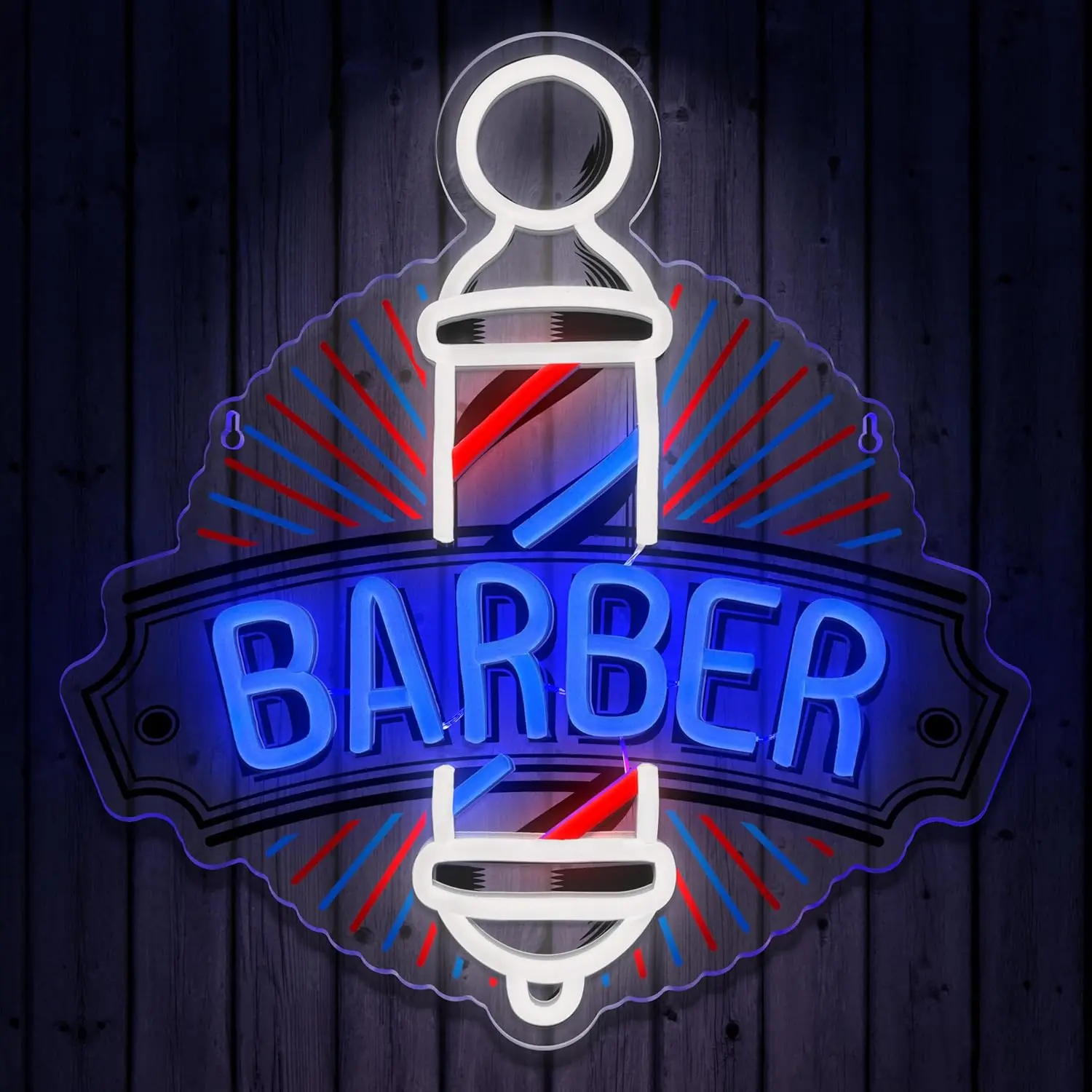 Barber Neon Sign, LED Lighted Decorative Lights for Barber Shops & Hair Salons, USB-Powered Colorful Lighting for Man Cave Gifts