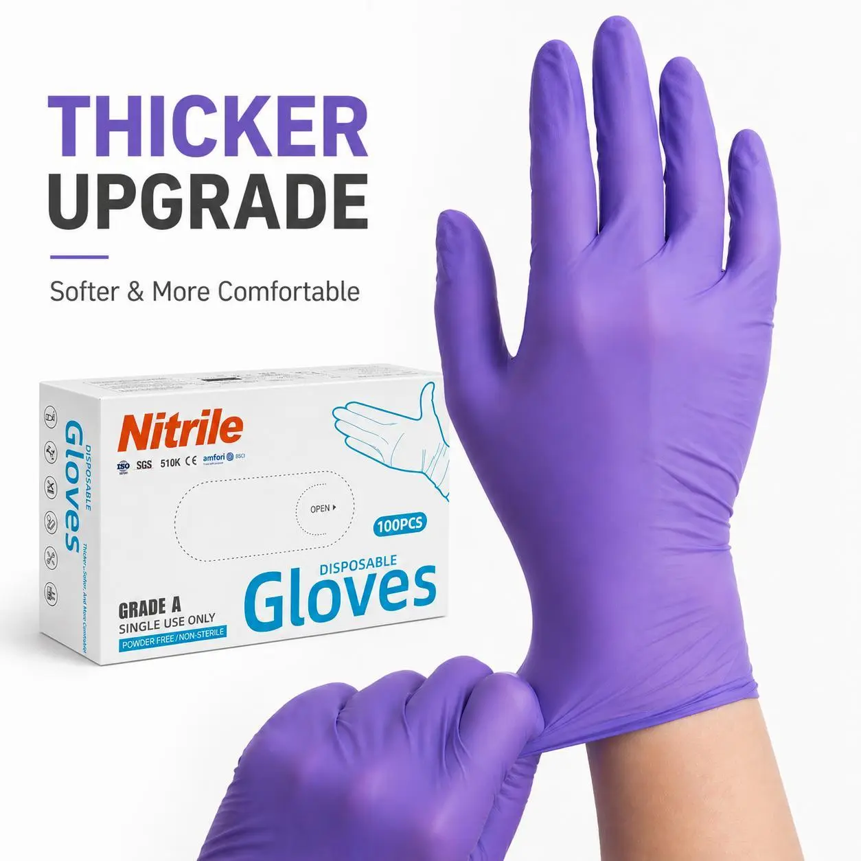Cobalt Blue Disposable Nitrile Gloves, Powder Free Latex Free, 100 Count S/M/L/XL, Heavy Duty Protective Gloves for Cleaning Cooking Dishwashing Repair