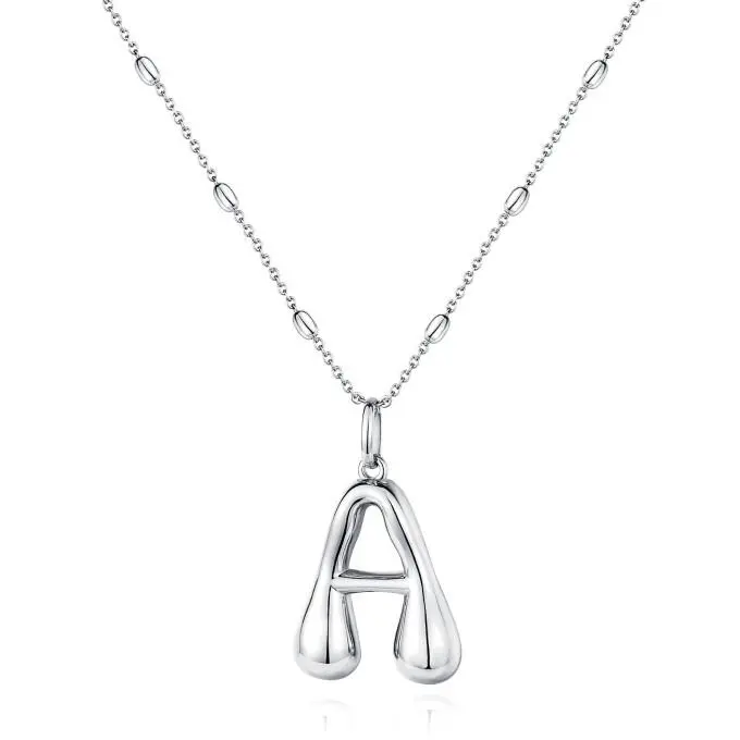 KissYan Bubble Letter Necklace,14K Gold Plated Personalized 3D Puffy Balloon Initial Pendant with Adjustable Bead Chain, Dainty Jewelry Gift for Women