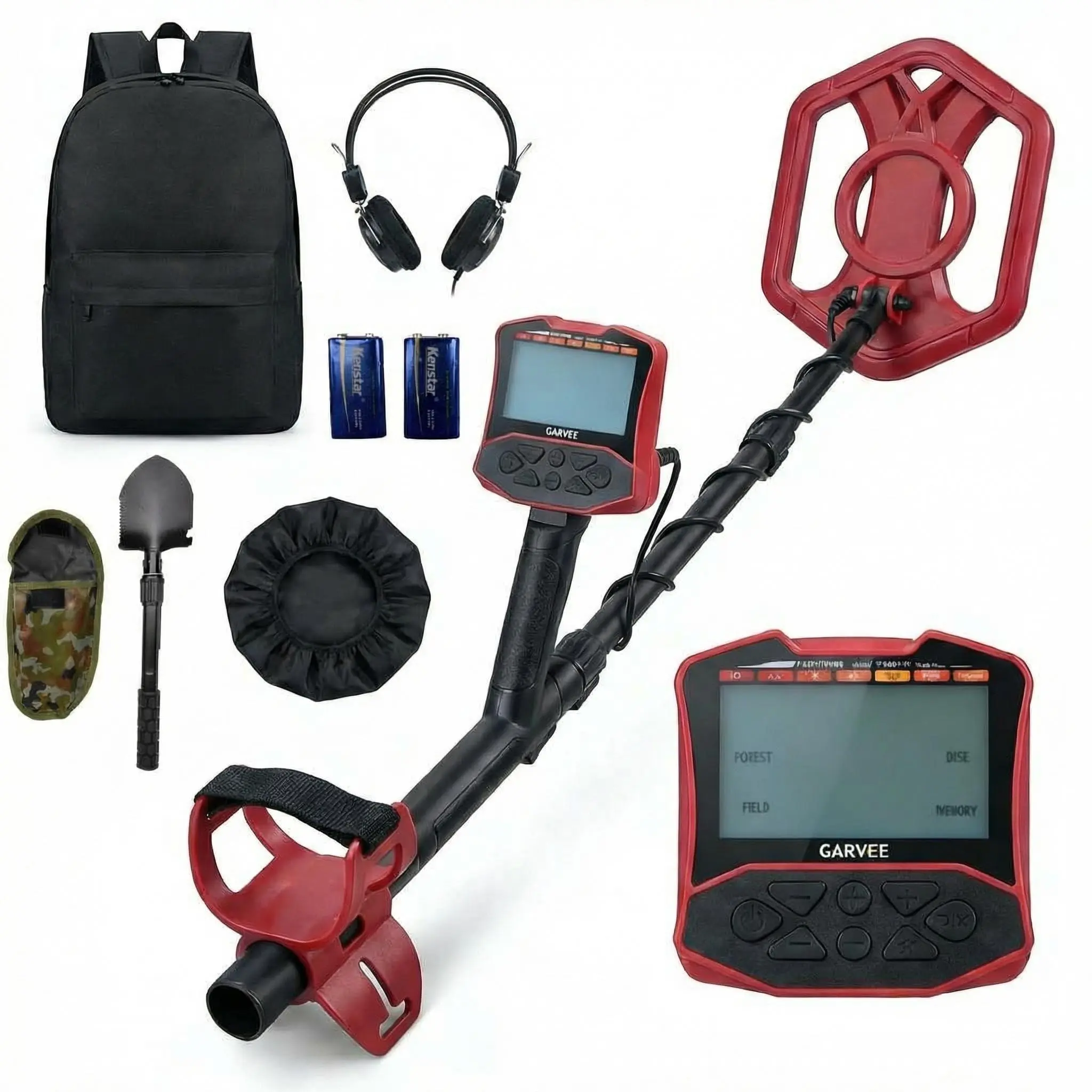 Professional Metal Detector for Adults with 5 Modes, IP68 Waterproof Search Coil, Larger Backlit LCD Display, High Accuracy Gold & Coin Detector for Beach Treasure Hunting, Beginner Friendly, Red,summerwins