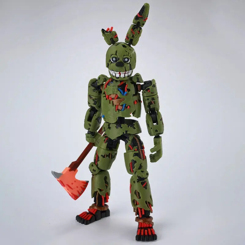 3D Printed FNAF Freddy Fazbear's Pizza Springtrap Small Action Figurine Set - Lucky13,Dummy13,Titan13 Anime Model Ornaments,14 cm/5.5in Artist-Friendly Collectibles with 30+ Articulation Points,Cool Toys for Toy Photography,Boy Gifts, Action Figures, 30+