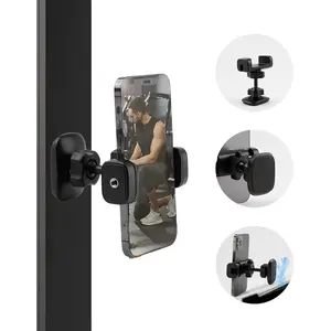 Portable Gym Magnetic Phone Holder with Magnet Base Attach to Metal Surface, 360° Adjustable Gym Phone Holder Magnet Mount for All Smartphones