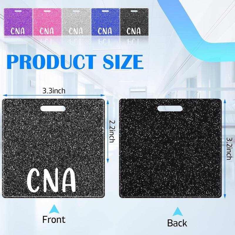 5 Pcs CNA Badge Holder in 5 Glitter Colors Retractable ID Name