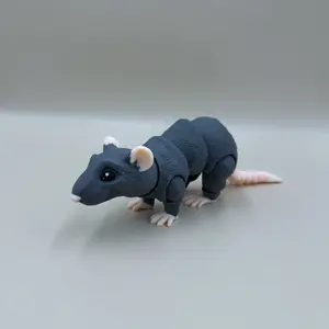 Rat Figurine - Premium PLA Filament 3D Printed Artisanal Decorative Accent for Shelves & Desks Natural Color Variations