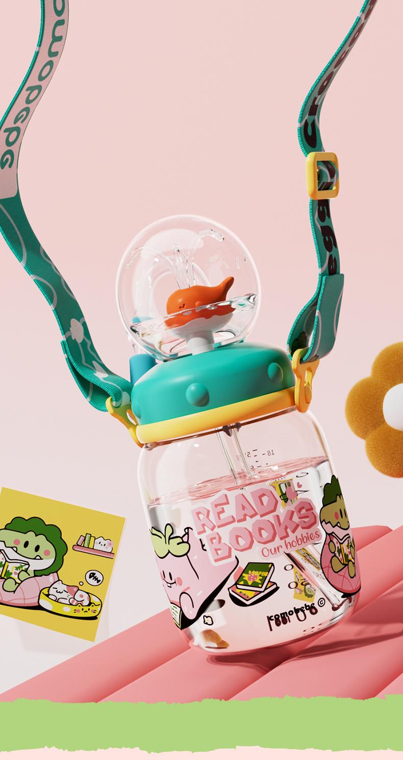 【COMOBEBE】18oz Tritan Sippy Cup – Whale Spray Design, BPA-Free, Spill-Proof, Dishwasher Safe, Fun for everyone Bottle Drinkware