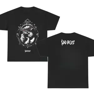 Sad Boyz Gothic Angel T-Shirt – Junior H shirt, Double Sided Dark Aesthetic Streetwear Shirts for Men Women.