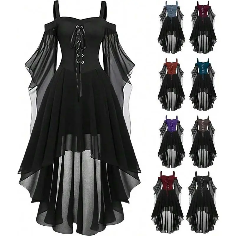 WomenWitchDressCostumesWoman2025RenaissanceMedievalSleeveMeshGothicOutfit