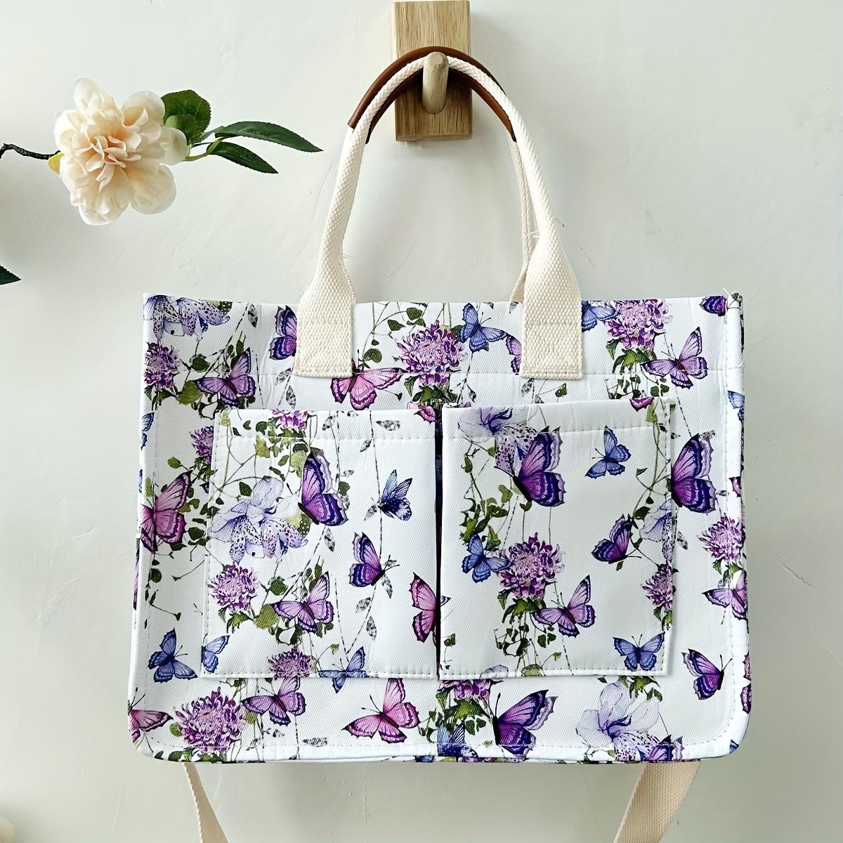 Butterfly Print Computer Handbag Large Capacity Multi-Pocket Women's Crossbody Bag Waterproof College Style Work Travel Daily Bag Durable & Practical new style fashionable shoulder bag