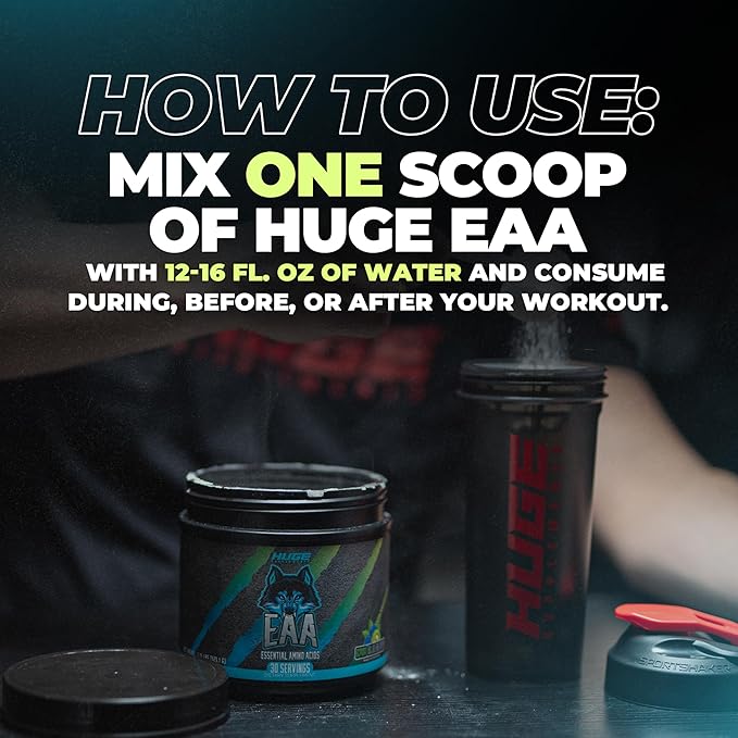 Huge EAA Supplement, Highest Dosed Essential Amino Acids Powder, 12.85g EAAs & 8g BCAAs Per Serving, Maximize Muscle Growth, Recovery & Performance