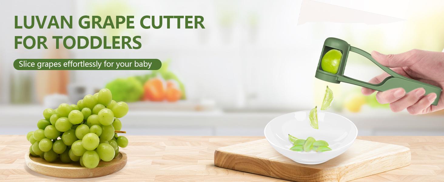 LUVAN Grape Cutter for Toddlers 1-3 - Stainless Steel Baby Fruit Slicer Safe & Easy Grape, Cherry Tomato, Strawberry, Blueberry Cutter - Lightweight Kitchen Gadget for Fruit Salad & Cake Decor