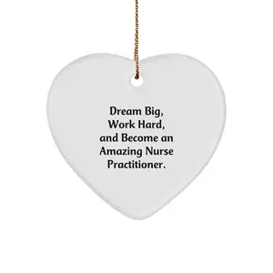Inspirational Nurse Practitioner Gifts from Friends - 'Dream Big Work Hard' Heart Ornament for Christmas Unique Gifts