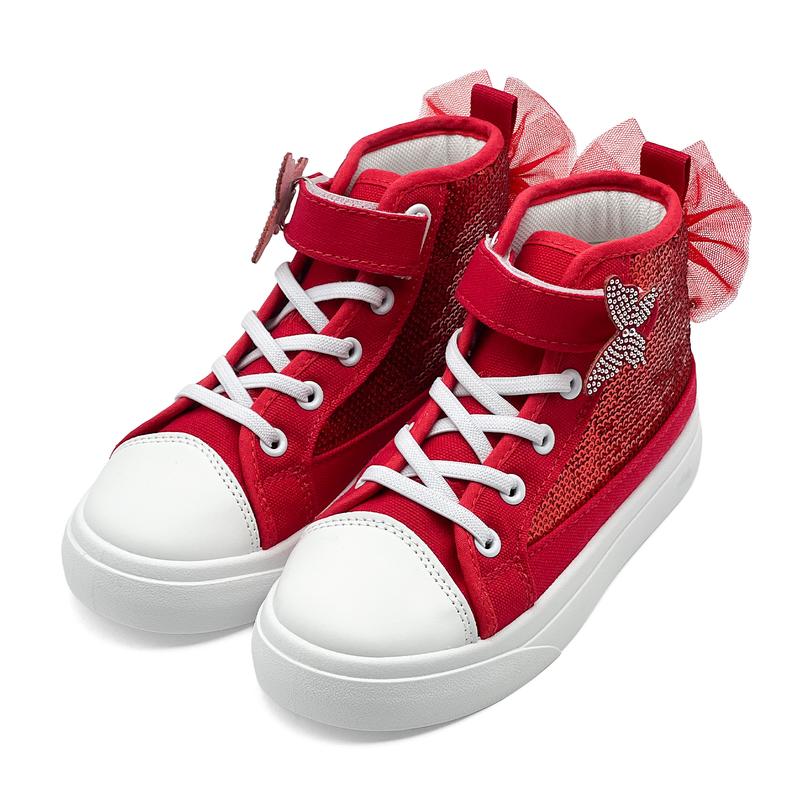 Toddler Sneakers for Girls Boys Canvas High Top Kids Fashion Sparkle Sequins Bow Shoes Running Walking Casual Shoes with Cute Sparkling Butterfly Design