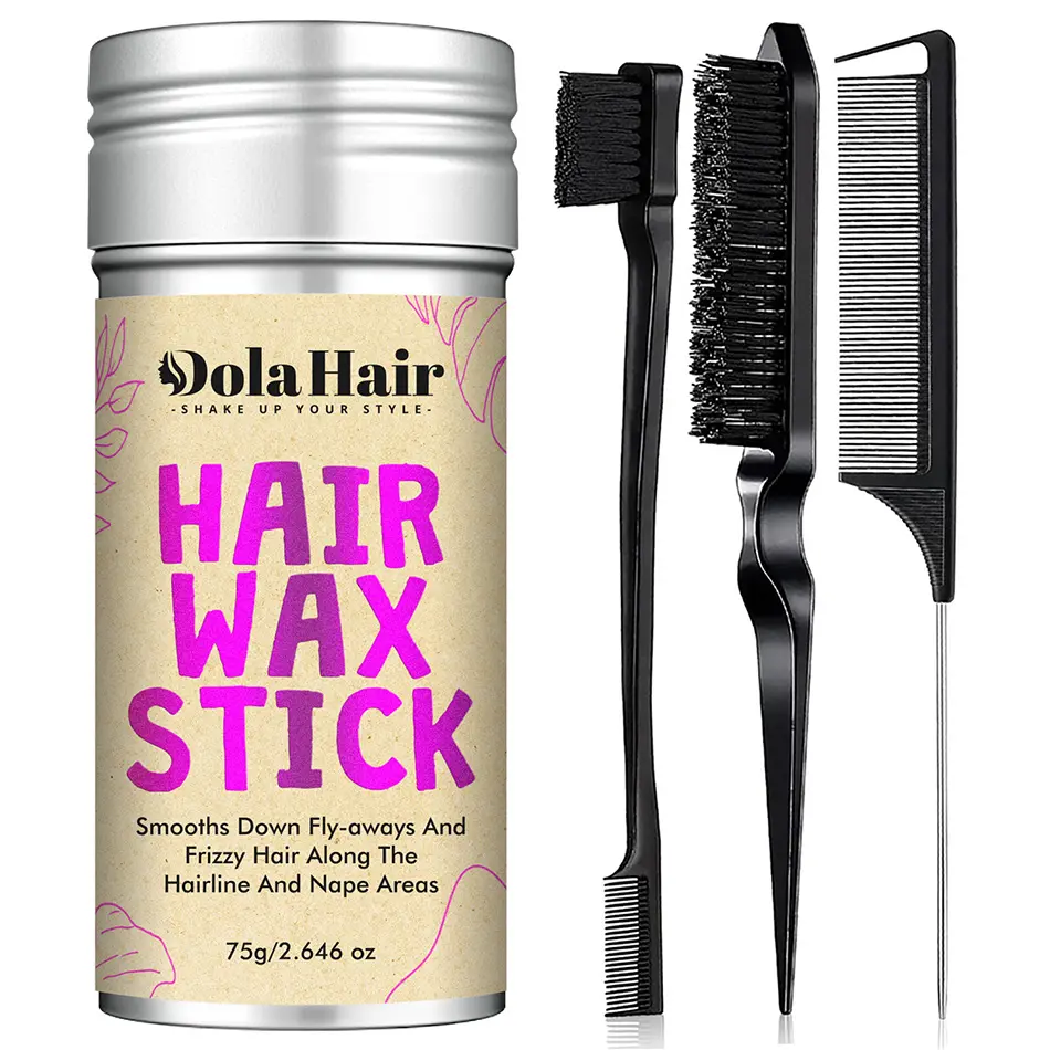 Dolahair Wax Stick Kit - Natural Plant Oils Beauty Products, Unisex Heatless Flyaway Control Styling Pomade, Slick Back Hair Brush & Combs, Lightweight Daily Frizz Taming Edge Control Treatment,back to school