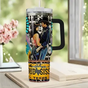Urban Cowboy Bud & Sissy 40oz 30oz Tumbler With Handle – Western Texas Cowboy Cowgirl Couple Insulated Travel Mug Gift
