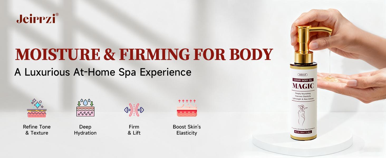 Jeirrzi Magic Body Firming Oil, Hydrating and Firming Body Oil for Skin With 9 Natural Ingredients, Luxury Spa Gifts for Women - 3.38 OZ