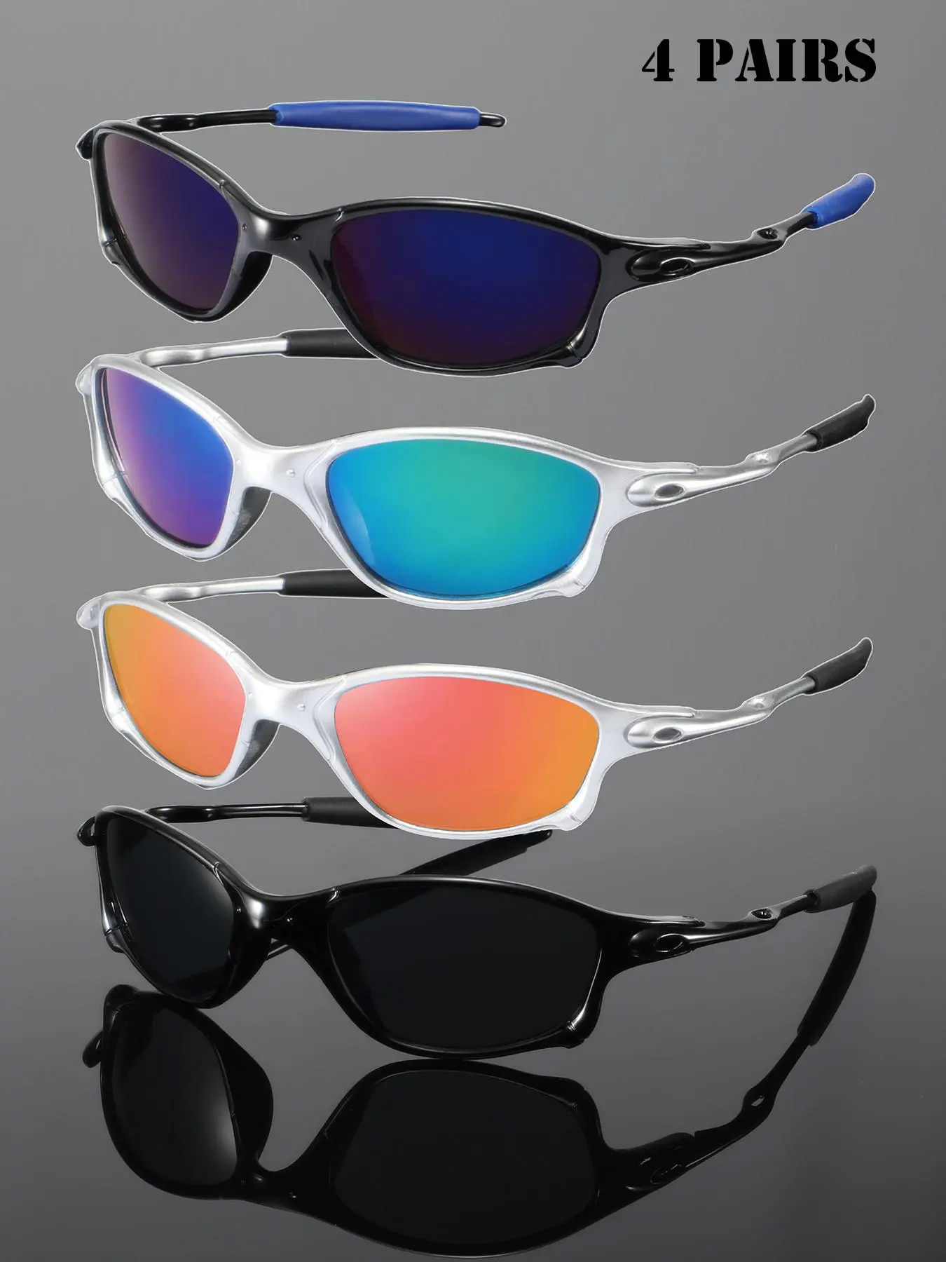 Men's Sporty Glasses, Active Eyewear, Trendy Casual Wraparound Frame Glasses for Everyday Use, Summer Sports Glasses, Fashion Accessories for Outdoor Activities, Lightweight Sports Sunglasses