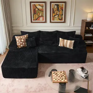 Altrigus 96" Modular Sectional Couch, Boneless L Shaped Cloud Sofa with Chaise Lounge, Corduroy Upholstered Couches Memory Foam Deep Seat, No Assembly Required, Ideal for Living Room