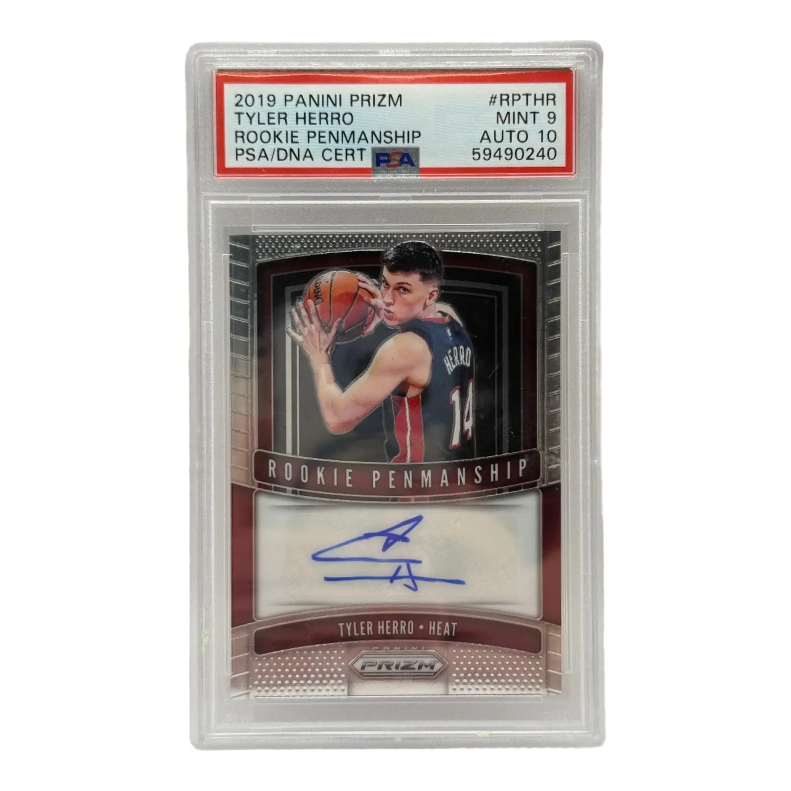 2019 Panini Prizm Tyler Herro Rookie Penmanship #RPTHR - PSA 9 MINT, AUTO 10 Sports Trading Card, 100% Authenticity Guaranteed