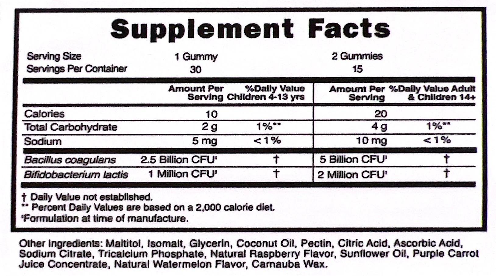 Edible Children's Probiotic Gummy for Improved gut health Fitness Healthcare