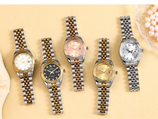 BUREI Women's Business Watch with Day Date, Analog Quartz Movement, Silver Stainless Steel Bracelet, Fashion Ladies Watch, Small Face, Diamond, Waterproof