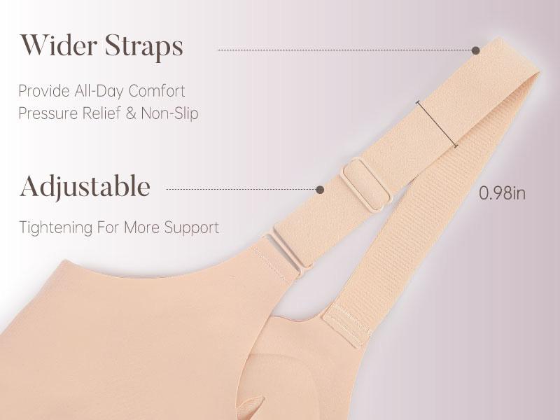 Vertvie Women Wireless Jelly Bras V-neck Comfortable Push Up Bra No Underwire Bra Full Coverage Supportive Bralette Everyday Seamless T-shirt Bra