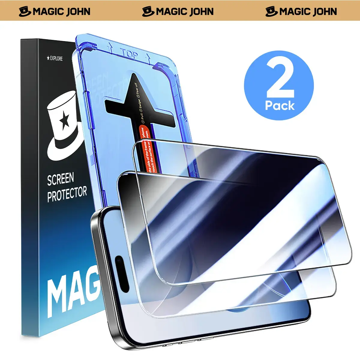 MAGIC JOHN 2-Pack Durable Privacy Tempered Screen Protector for , Samsung - 28° Anti-Peeping, Crystal HD, Scratch-Resistant, Ultra-Smooth Touch, Smooth Oleo Layer, Circular Polarized Eye Protection, Secure, Bubble-Free Easy Installation