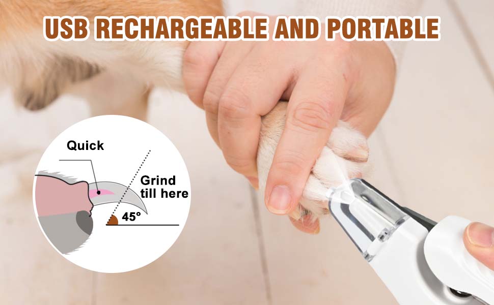 2-in-1 pet nail clipper and grinder, dog nail clipper trimmer, ultra quiet electric nail set, rechargeable, suitable for trimming toes and claws of dogs and cats of all sizes