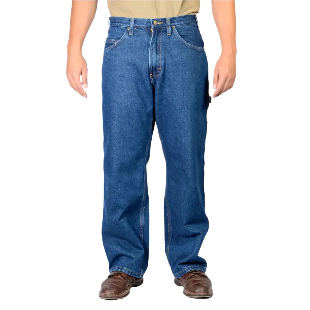 Ben Davis Men's Washed Indigo Cotton Denim Carpenter Jeans - Relaxed Fit Full-Length Rugged Reinforced Button Jeans with Utility Pockets for Tool Storage, Men's Daywear Bottoms, Button Men's Jeans, Pockets Men's Jeans