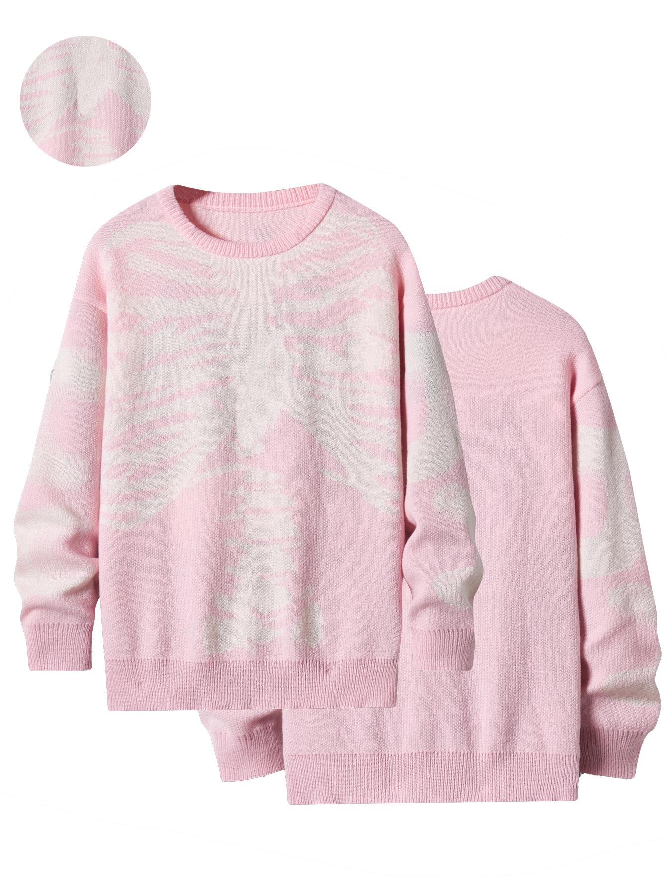 2026 #SummerVibes Jacquard Contrast Color Vintage Knit Sweater Unisex Autumn Winter Crew Neck Elegant Sports Design Sweater Casual Long Sleeve Crewneck Knitwear Tops