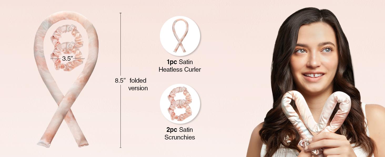 Kitsch Satin Heatless Curling Set - Heatless Hair Curler To Sleep In, Heat Free Curls Overnight, Frizz-Free, Soft Curls - For All Hair Types - Sunset