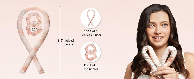 Kitsch Satin Heatless Curling Set - Heatless Hair Curler To Sleep In, Heat Free Curls Overnight, Frizz-Free, Soft Curls - For All Hair Types - Sunset Kitsch Satin Heatless Curling Set - Heatless Hair Curler To Sleep In, Heat Free Curls Overnight, Frizz-Free, Soft Curls - For All Hair Types - Sunset