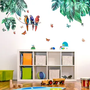 Self Adhesive Tropical Jungle Plant Wall Stickers - Removable Wall Decals,DIY Artistic Wall Decor,Leaves Wallpaper for Home Bedroom Decoration